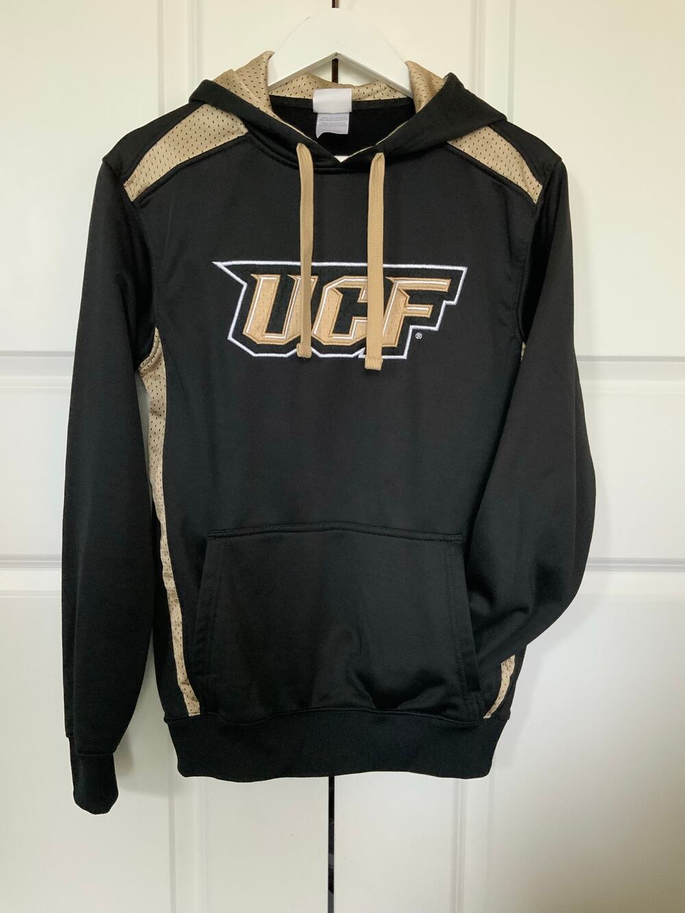 Knights Apparel Men’s UCF Knights Embroidered Mesh Hoodie, Size S, Black Gold